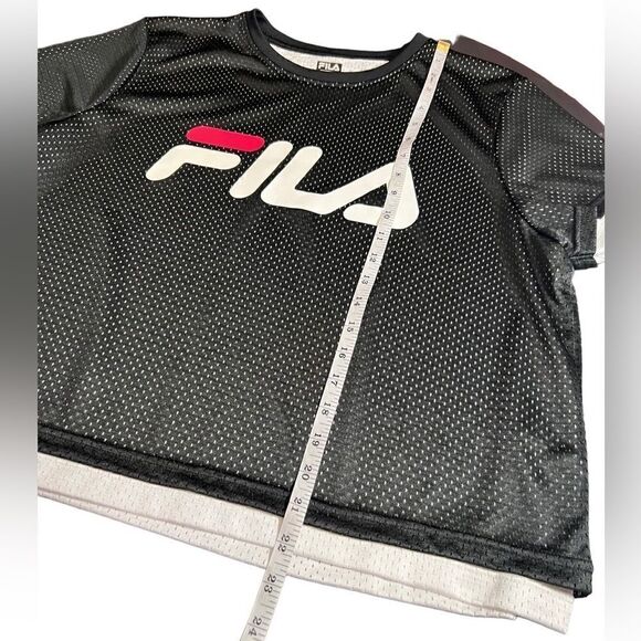 FILA MICHELLE CROPPED MESH TEE shirt jersey size large - Picture 13 of 14